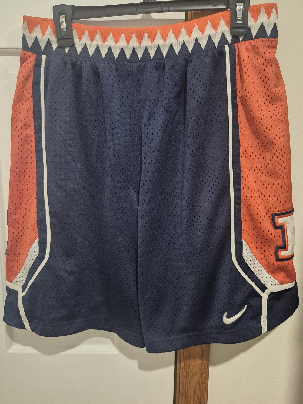 Navy and Orange Athletic Mesh Shorts - Nike